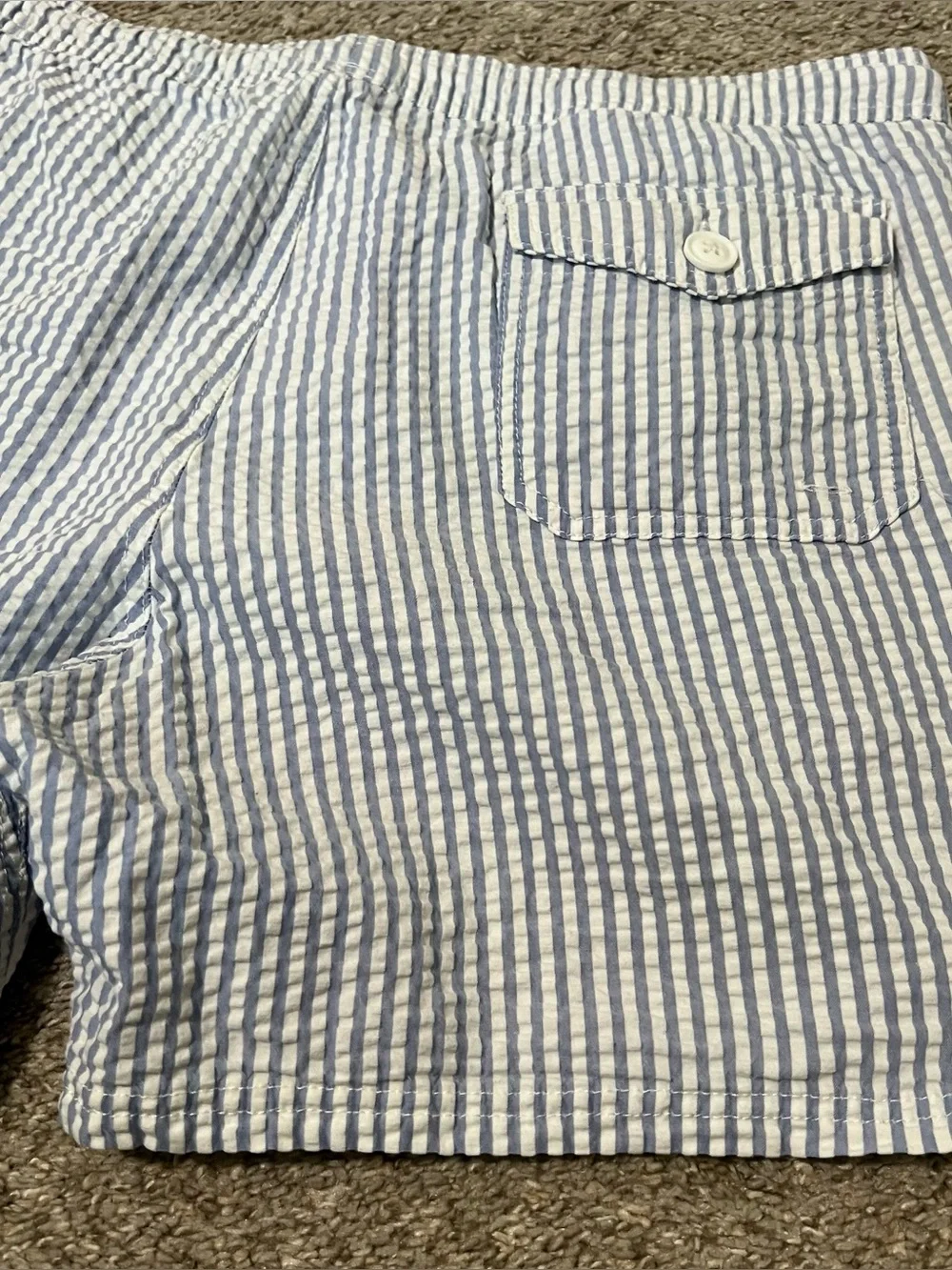 J. Crew Blue and White Seersucker Drawstring Swim Shorts Size XL